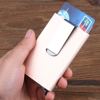 Винтажный деловой алюминиевый держатель для кредитных карт, Мужской Женский кошелек с Rfid-блокировкой, Выдвижной чехол для защиты визитных карточек