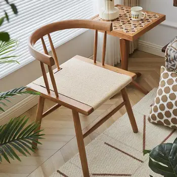 Винтажный обеденный стул из массива дерева, сплетенный из веревок, для бесшумного домашнего кабинета в китайском стиле, чайный стул для семейного ужина в отеле