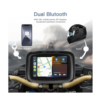 Водонепроницаемый дисплей мотоцикла IPX7 5-дюймовый беспроводной автомобильный навигационный экран Carplay Android Auto