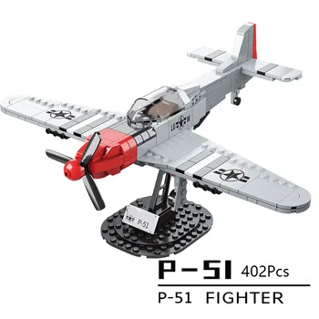 Военная модель P-51 Fighter Второй мировой войны, Украшение для коллекции, Аксессуары для сцены, Строительные блоки, Кирпичи, Игрушки, Подарки