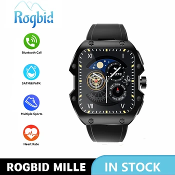 Военные смарт-часы Rogbid Mille, спортивные часы на открытом воздухе, прочные 5ATM водонепроницаемые умные часы с Bluetooth-вызовом для мужчин для Xiaomi Huawei