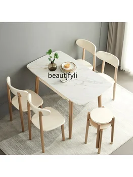 Выдвижной обеденный стол из каменной плиты для небольшой квартиры, комбинация домашнего кухонного стола и стула, многофункциональная мебель