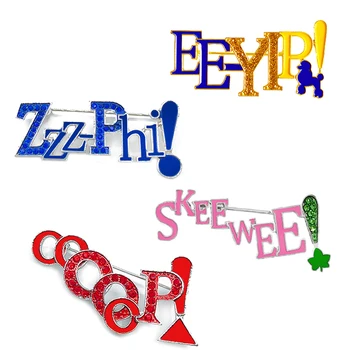 Высококачественный Символ Греческого женского общества ZZZ-PHI SKEEWEE EE-YIP Буквенная Этикетка Эмалевая Металлическая Брошь-Булавка