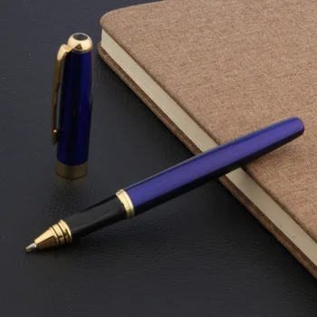 Высококачественный металл 388 Синяя Роспись Золотой зажим 0,5 ММ Черные чернила для заправки офисной ручки-роллера