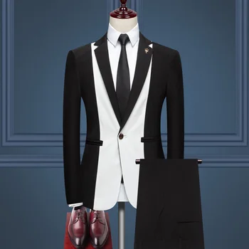 Высококачественный новый мужской костюм, платье в британском стиле, строгий эластичный костюм, роскошный модный тонкий костюм, костюм-двойка, пальто, брюки
