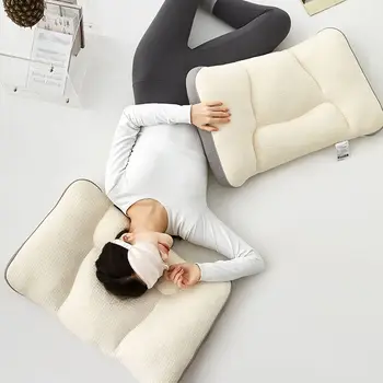 Вязаная хлопковая подушка для сна с поддержкой шеи.