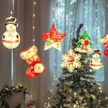Гирлянды для штор новые светодиодные цветные гирлянды Рождественское украшение окна, расписанное звездами водонепроницаемая батарея гирлянда для ледяного бара