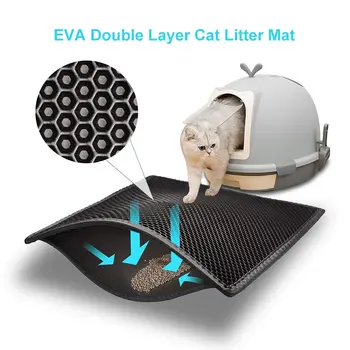 Двухслойный коврик для кошачьего туалета EVA, Водонепроницаемый нескользящий фильтр для умывальника с песком, Моющийся матрас для котенка, собаки, Коврик для пола, принадлежности для уборки домашних животных
