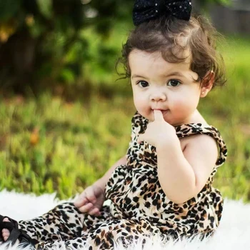 Девочка 6-12 месяцев, Милый Летний комбинезон с леопардовым принтом на каждый день, Мягкий Детский комбинезон для вечеринок