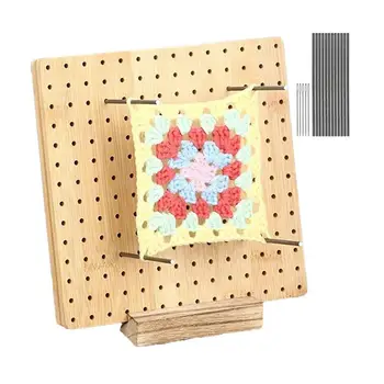 Деревянная Блокирующая Доска Granny Crochet Board Для Изготовления Доски Для Вязания Крючком С Отверстиями Блокирующий Коврик Блокирующая Доска Для Вязания Крючком