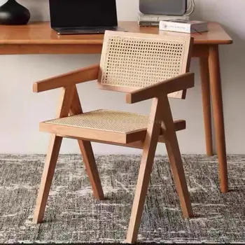 Деревянные обеденные стулья в скандинавском стиле, Дизайнерский дизайн из ротанга, Современные обеденные стулья На открытом воздухе, Простая Кухонная мебель Silla Comedor FY40XP