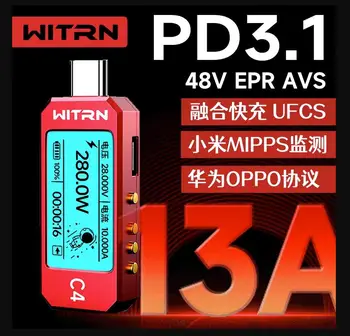 Детектор WITRN C4 C4L USB-измеритель напряжения и тока, тестер PD3.1, ЭПР-активация старения, 48 В 0