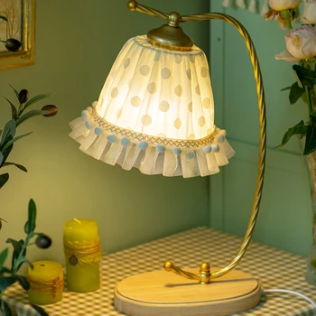 Детская комната французской принцессы в стиле ретро для американских девочек, Настольная лампа с кружевом в виде сердца для девочек, Прикроватная лампа 0
