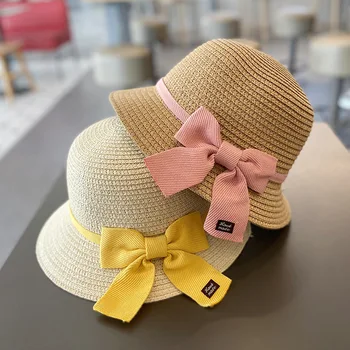 Детская солнцезащитная шляпа для девочек 2-8 лет, Летняя Новая Соломенная сумка, набор кепок для девочек, классная шляпа для девочек, милые Дышащие детские аксессуары 0
