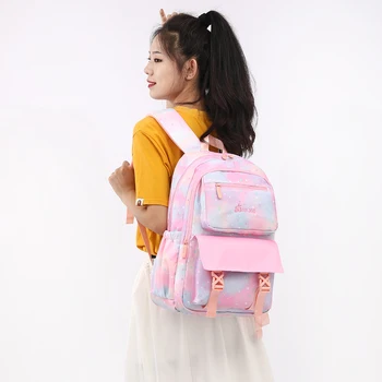 Детская сумка для книг, нейлоновая красочная модная портативная сумка для милых девочек, Детский рюкзак для начальной школы с вышивкой, простой рюкзак для детского сада