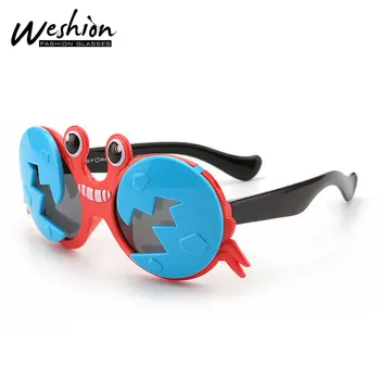 Детские солнцезащитные очки с поляризацией Для мальчиков и девочек, солнцезащитные очки с мультяшным рисунком, детские очки TAC, силиконовые гибкие защитные оправы, оттенки UV400 0