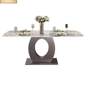 Дизайнерская роскошная столовая из мраморной плиты обеденный стол с 4 стульями mesa de jantar a manger Мраморное основание из нержавеющей стали и золота