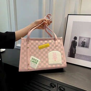Дизайнерская роскошная сумка, модная кожаная женская сумка в клетку большой емкости, сумка через плечо, сумки для женщин Bolsa Feminina 0