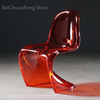 Дизайнерские обеденные стулья, креативная акриловая мебель для столовой из скандинавского пластика, табурет для макияжа Ghost Crystal, Прозрачное кресло 0