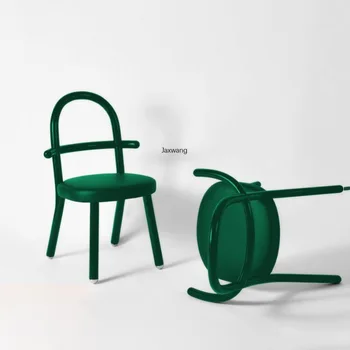 Дизайнерский обеденный стул для кухни, минималистичная современная мебель для дома, кресло из массива дерева, кожаная изогнутая спинка, охватывающая стул 0