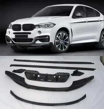 Для BMW X6 F16 X6M 2014-2018 Высококачественная Передняя Губа Из Настоящего Углеродного Волокна, Задний Диффузор, Боковая Юбка Бампера, Спойлер, Обвес 0