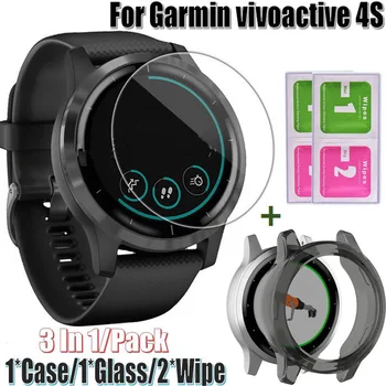 Для Garmin vivoactive 4S Чехол для часов силиконовый смарт-браслет рамка 3D стеклянная пленка Защитные пленки для экрана чехол для vivoactive4S Безель