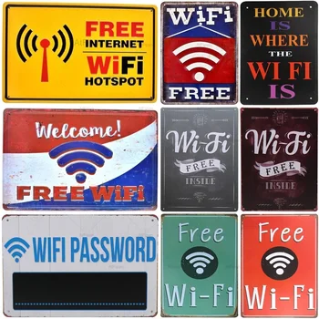 Добро Пожаловать, Бесплатный Wi-Fi, винтажная жестяная вывеска, роспись на металлической пластине в стиле ретро, Дом там, где есть Wi-Fi, украшение стен для кафе,бара, паба, клуба