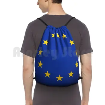 Европейский Союз Рюкзак с флагом ЕС Сумки на шнурках Спортивная сумка Водонепроницаемая Европа Флаг Европы Синий Звезды Синего флага Желтые Звезды