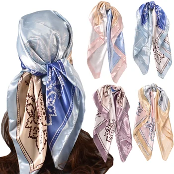 Европейский и американский весенний новый шарф из мелкого искусственного шелка кешью 90 цветов с жестяным принтом.