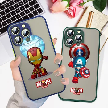 Железный Человек Marvel Человек-Паук Для Apple iPhone 13 12 11 Mini 7 6 X XR XS Pro Max Plus Матовый Полупрозрачный Чехол Для Мобильного Телефона