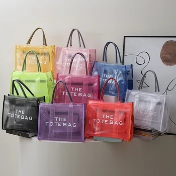 Женская брендовая сумка-тоут, прозрачная пляжная сумка из ПВХ, прозрачная большая сумка, роскошные дизайнерские летние желейные сумки через плечо