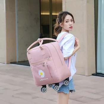 Женская дорожная сумка-тележка, водонепроницаемые многофункциональные сумки для багажа на колесиках, дорожный рюкзак, сумка с рюкзаком на колесиках, чемодан