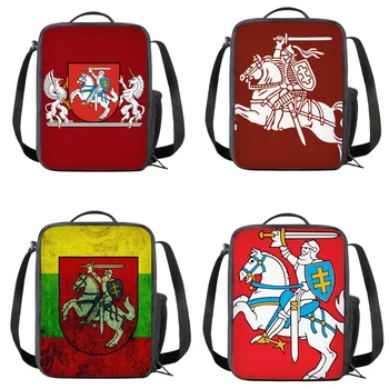 Женская коробка для ланча с принтом литовского флага, трендовая сумка для школьной еды для подростков, сумка для ланча для мальчиков и девочек, Портативная сумка для пикника