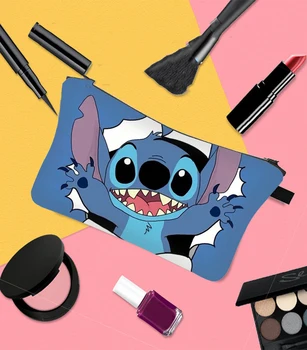 Женская портативная косметичка с рисунком аниме Disney Stitch Kawaii, Дорожная сумка для туалетных принадлежностей, Сумка для хранения, Рождественский подарок для девочек на день рождения.