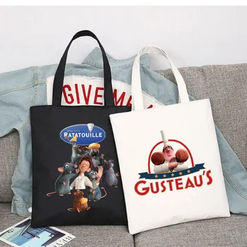 Женская сумка для покупок Disney Ratatouille, сумка для покупок, дорожная сумка через плечо, студенческие холщовые сумки, сумка для колледжа большой емкости