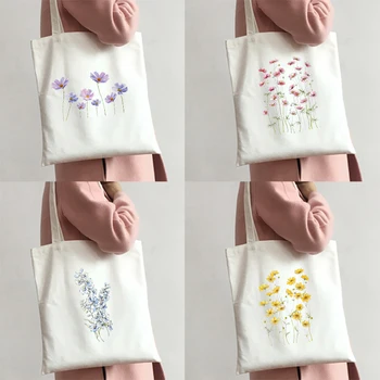 Женская сумка для покупок, сумка Cosmos Flowers, холщовая сумка для покупок в стиле харадзюку, женская сумка на плечо, женские сумки для путешествий, повседневные сумки для покупок