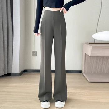 Женские брюки-клеш с высокой талией Мода 2023 Драповые Прямые брюки Повседневные Мешковатые Элегантные женские уличные брюки