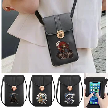 Женские сумки, кошельки из мягкой кожи, кошелек для мобильного телефона с сенсорным экраном, сумка через плечо с самурайским рисунком, сумка для женских сумок