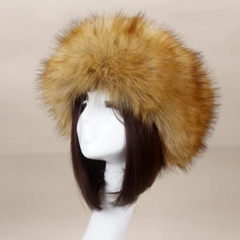 Женские шапки, повязка на голову, зимние лыжные шапки-ушанки, русская галочка, пушистая шапка из искусственного меха лисы, пустой верх