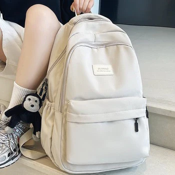 Женский рюкзак, однотонная повседневная женская сумка с несколькими карманами, высококачественный школьный ранец для девочки-подростка, рюкзак для книг 0