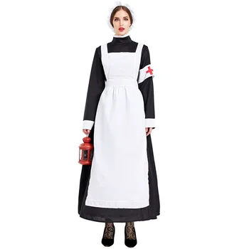 Женское платье горничной эпохи Возрождения, Средневековая гражданская война, наряд медсестры, платье-фартук, униформа врача, костюм для косплея на Хэллоуин