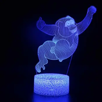 Животное Горилла Орангутанг 3D Лампа 7 цветов, меняющая настроение Иллюзия Настольного декора Ночник Сенсорный пульт дистанционного управления USB Светодиодная лампа