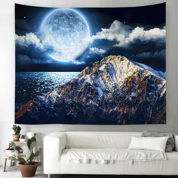 Звездный гобелен лунная ночь звездное небо пейзаж гобелен богемный психоделический череп домашняя гостиная украшение спальни