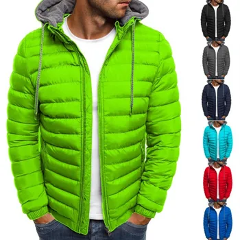 Зимнее новое мужское хлопчатобумажное пальто, съемная шапка, однотонное свободное повседневное пальто