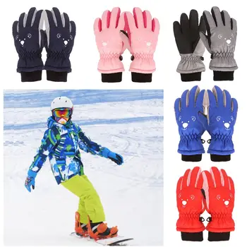 Зимние Детские ветрозащитные мультяшные Милые Спортивные Варежки, Водонепроницаемые Детские Лыжные перчатки, Толстые Теплые 0
