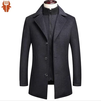 Зимняя мужская шерстяная куртка приталенного кроя, толстое теплое пальто с регулируемым жилетом, мужские шерстяные куртки, Мужская брендовая одежда, деловые пальто