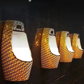 Золотой Настенный Писсуар, Керамический Встроенный индукционный гостиничный Бытовой мужской туалет для мочи, чашка для мочи