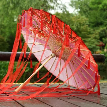 Зонты с кисточками, зонты из масляной бумаги в древнем стиле, Танцевальная фотография, Волшебный воздушный шелковый зонтик с кисточками Hanfu, Косплей