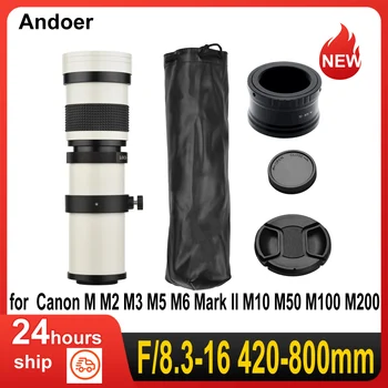 Зум-объектив MF Super Telephoto F/8.3-16 420- Крепление 800 мм T2 с адаптером M-mount для Canon M M2 M3 M5 M6 Mark II M10 M50 M100 M200