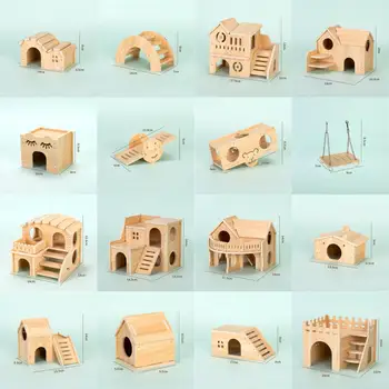 Игрушки для домашних хомячков Деревянный мост Качели Качели Игрушки Для маленьких животных Игрушка для лазания DIY Аксессуары для клетки для хомячков